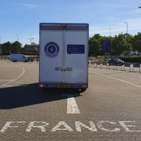 Vantastic Removals van entering the Channel Tunnel, marking the start of a seamless relocation journey from the UK to France