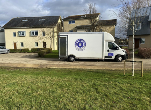 Vantastic Removals van parked outside a beautiful countryside home, ready for a smooth and efficient rural move
